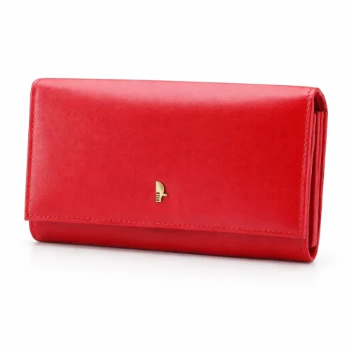 Skórzany portfel damski Puccini czerwony z naturalnej skóry – elegancki i trwały / Women's red leather wallet Puccini ma
